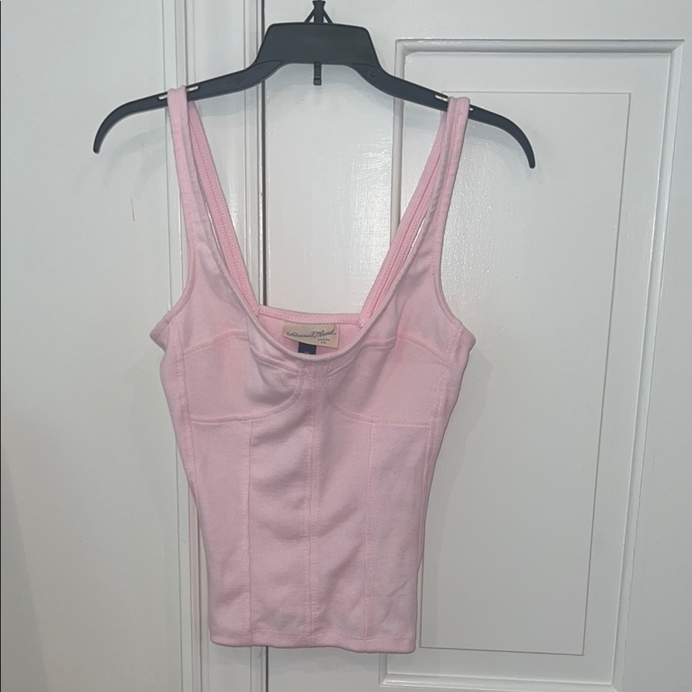 Pastel Pink Fitted Sleeveless Tank Top
